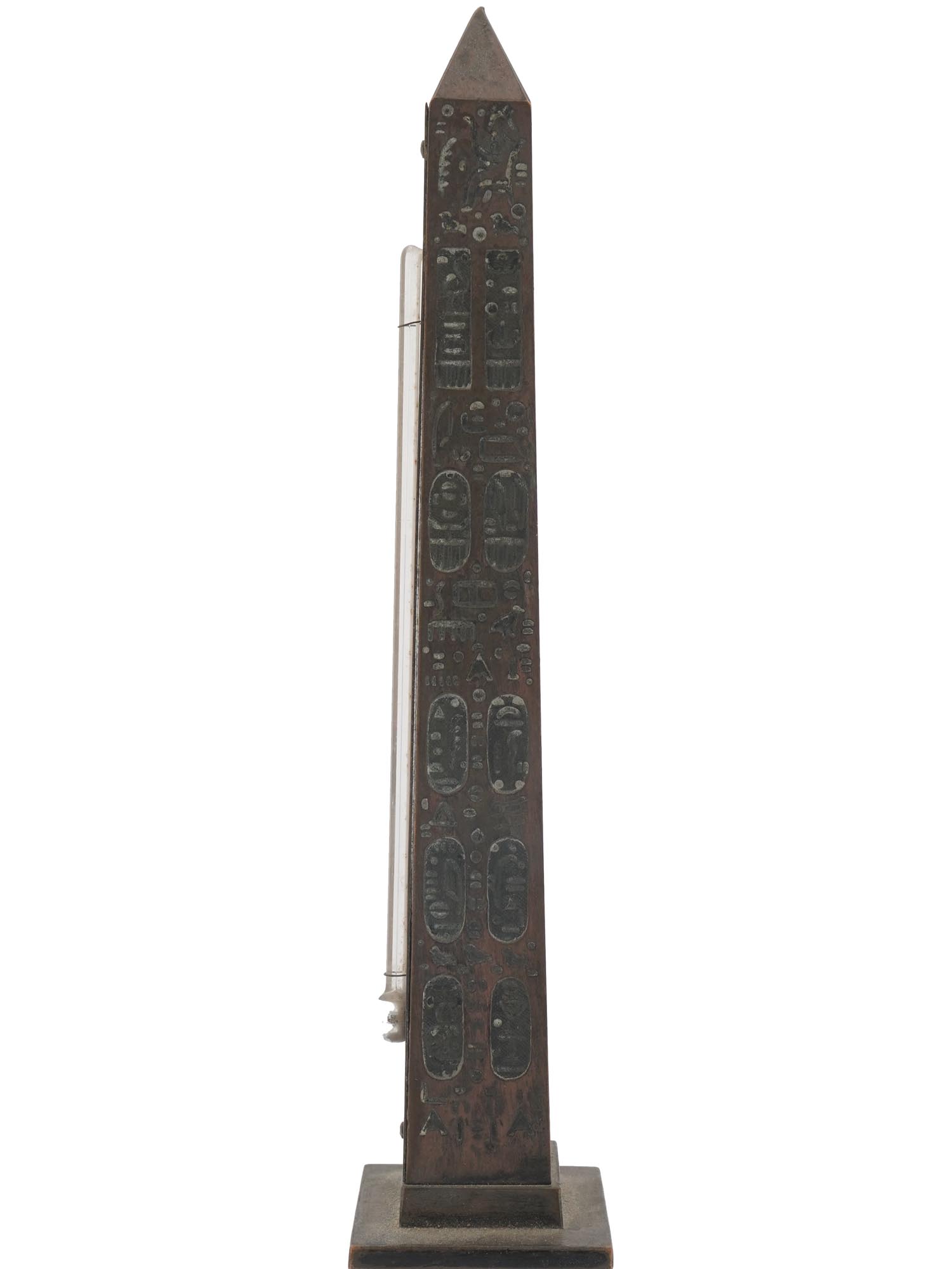 ANTIQUE BRONZE THERMOMETER LUXOR OBELISK SCULPTURE PIC-4